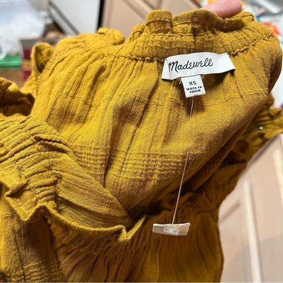 Madewell Sophia Top Textured Plaid XS Mustard Yellow U - Picture 6 of 9